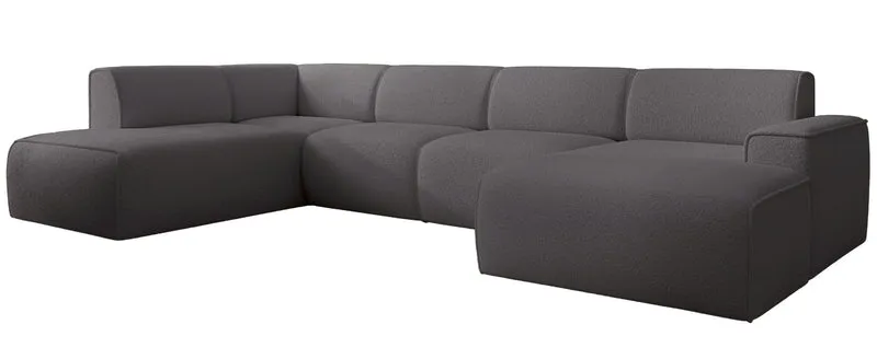 Ecksofa Bouvi U-förmig linksseitig dunkelgrauer Bouclé-Stoff