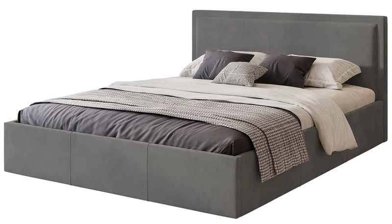 Gepolstertes Bett 160x200 cm Soave mit Stauraum und Metallrahmen, Stahlvelours