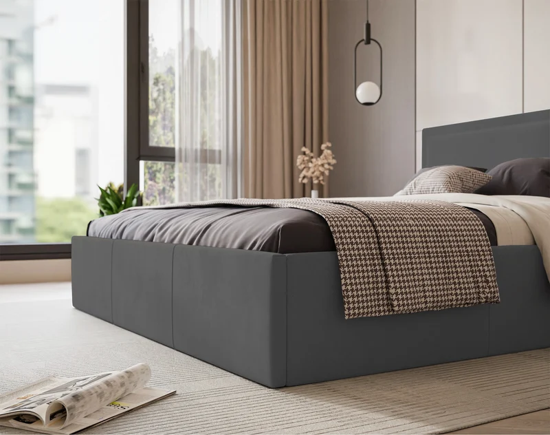 Gepolstertes Bett 160x200 cm Soave mit Stauraum und Metallrahmen, Stahlvelours