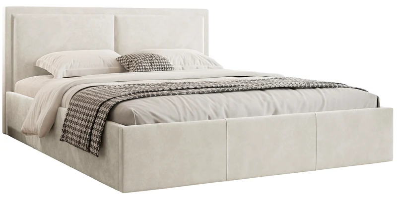 Polsterbett 180x200 cm Soave II mit Stauraum und Metallrahmen, cremefarbener Samt