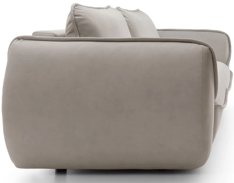 Drei-Sitzer-Schlafsofa Cutie mit Stauraum, beige, pflegeleichter Samtstoff