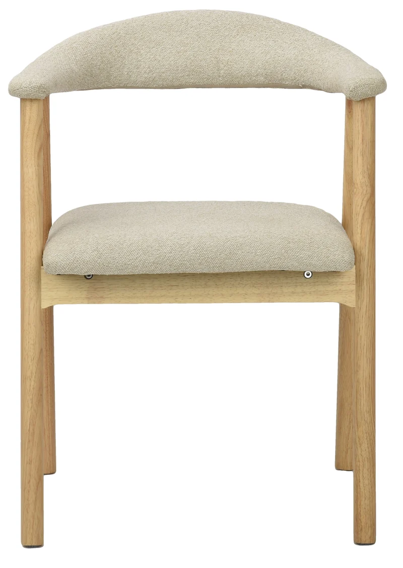 Holzstuhl für das Esszimmer Depenne mit Bouclé-Stoff in Beige/Natur-Eiche