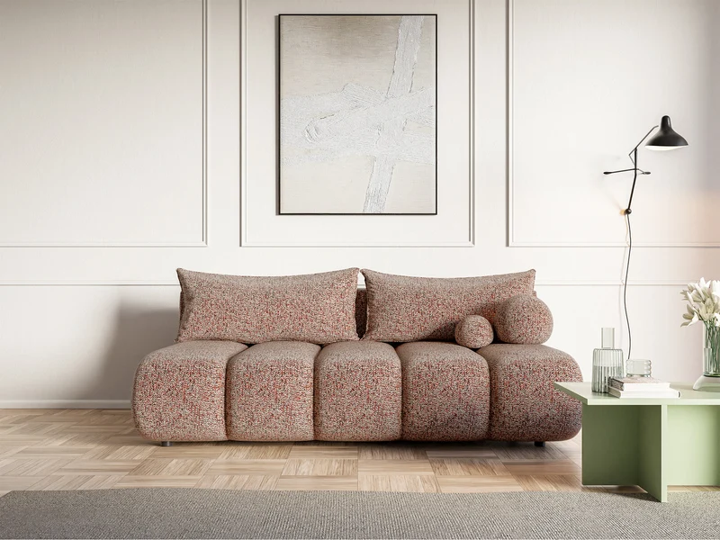Dreisitziges Sofa Dandelino Mini mit Schlaffunktion, ziegelrotes Geflecht
