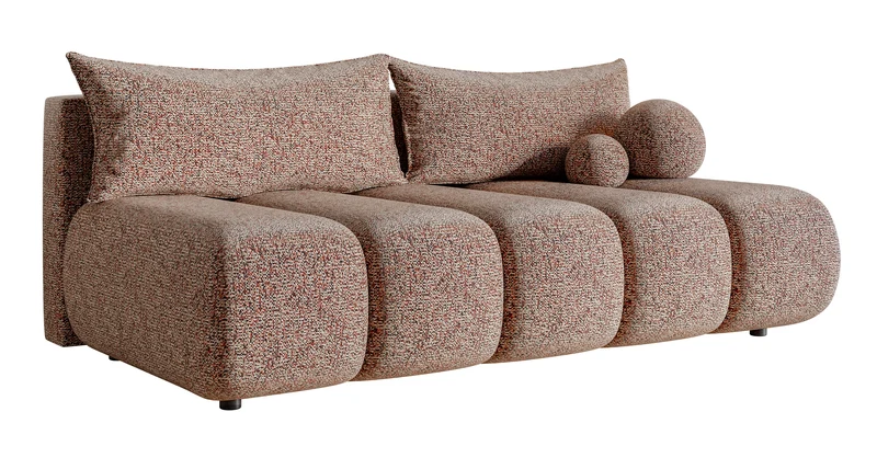 Dreisitziges Sofa Dandelino Mini mit Schlaffunktion, ziegelrotes Geflecht