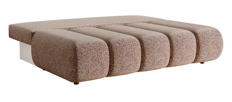 Dreisitziges Sofa Dandelino Mini mit Schlaffunktion, ziegelrotes Geflecht