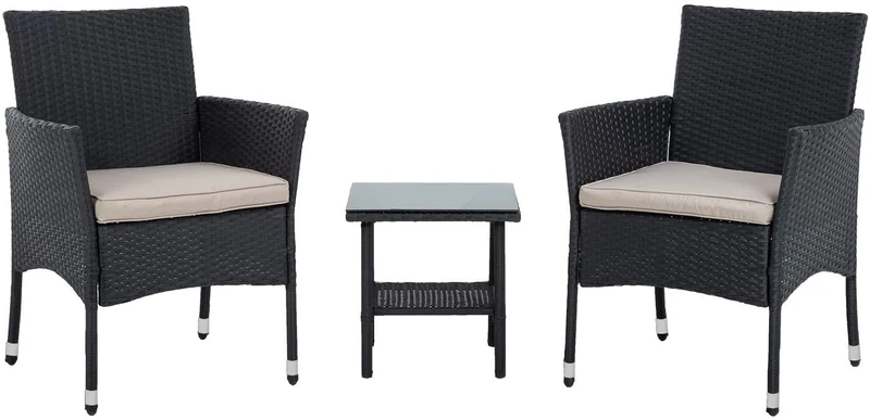 FDW Wicker Patio Furniture 3 Piece Furniture Patio Chairs Outdoor Rattan Conversation Bistro Set for Backyard Porch Poolside Lawn (Black) 🍁 All In One Marketplace Canada
