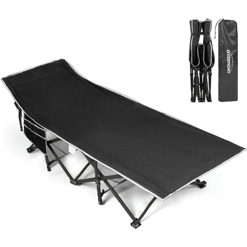 Overmont Portable Folding Camping Cot - 28” Extra Wide Portable Sleeping Cot Load 550 LBS with Carry Bag for Outdoor Travel Home Office Nap, Black 🍁 All In One Marketplace Canada