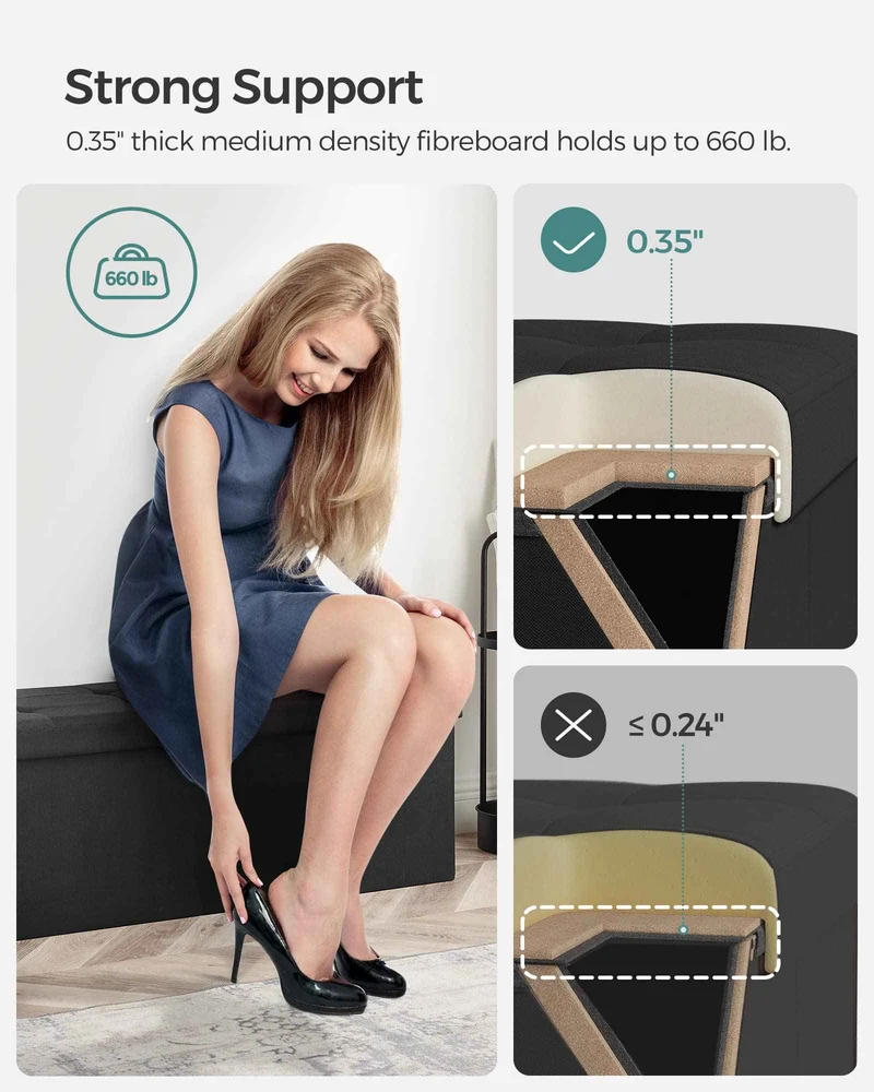 SONGMICS 110 cm Folding Storage Ottoman Bench, Padded Seat 🍁 All In One Marketplace Canada
