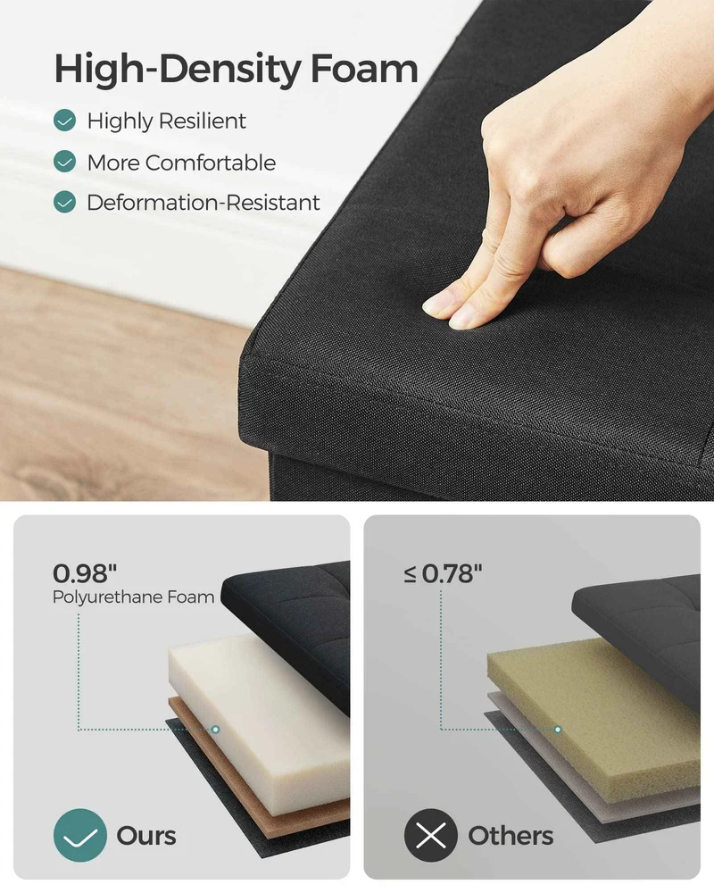SONGMICS 110 cm Folding Storage Ottoman Bench, Padded Seat 🍁 All In One Marketplace Canada