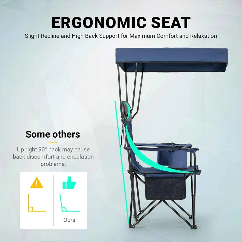Overmont Beach Chair with Canopy Shade and Cooler - Support 330lbs Oversized Folding Camping Chair with Umbrella- Cup Holder - Cool Bag - Lounge Chair for Sand Travel Outdoor Pool Sports Blue 2pcs 🍁 All In One Marketplace Canada