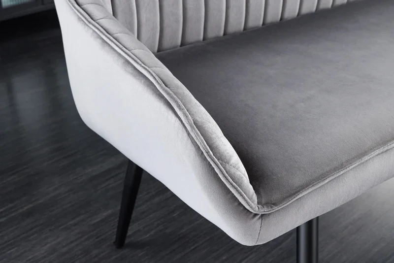 Elegante Sitzbank MILAN ca.160cm Samt grau Armlehnen