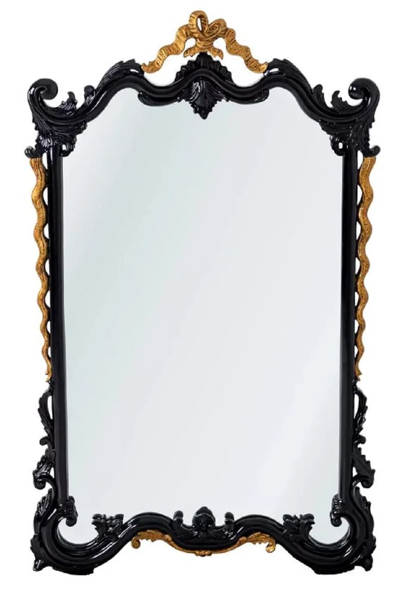 Casa Padrino Luxus Barock Spiegel Schwarz / Antik Gold H. 97 cm - Barockstil Möbel