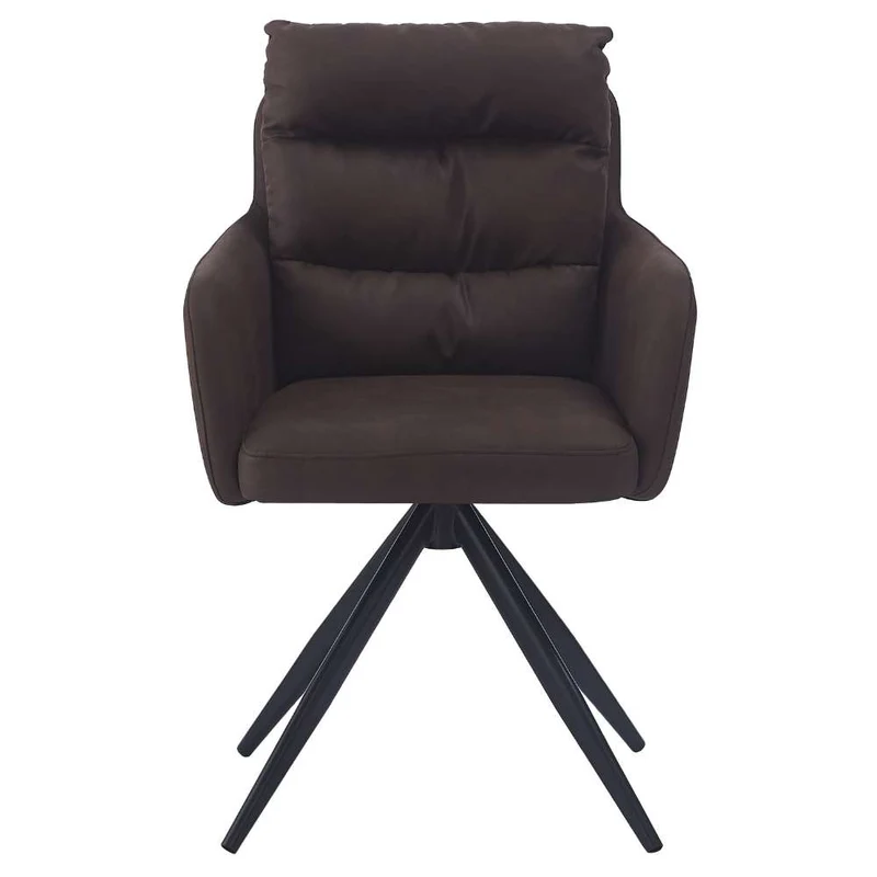Bequemer 360° Drehstuhl GEORGIA vintage-braun Mikrofaser Metall