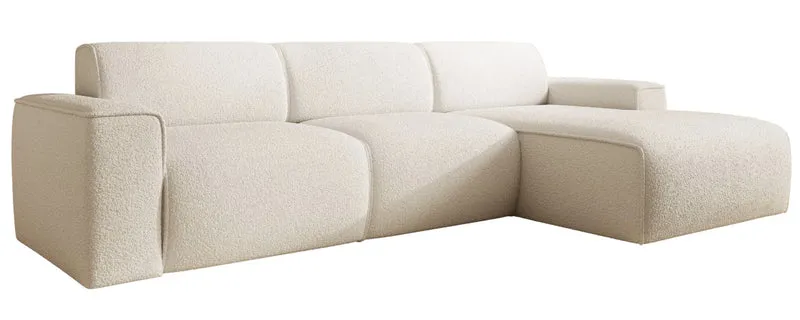 Ecksofa Bouvi L-förmig, rechtsseitig, cremefarben, Bouclé