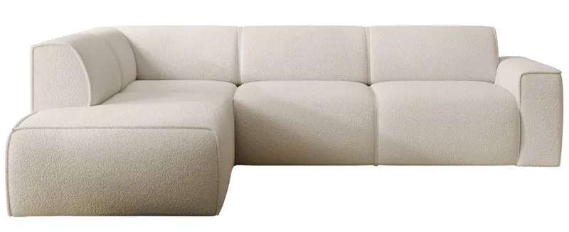 Ecksofa Bouvi L-förmig mit linker Armlehne, cremefarbenes Bouclé