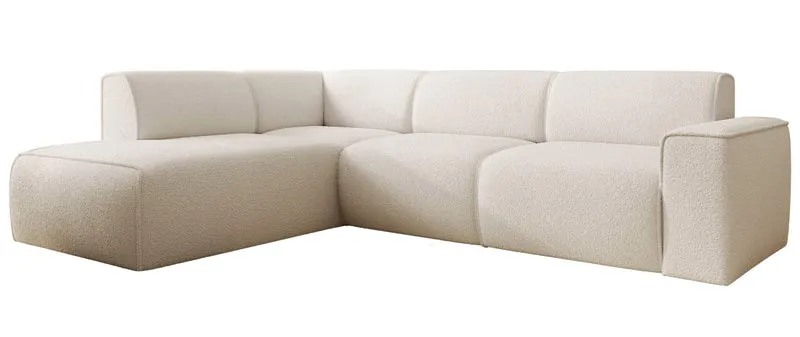 Ecksofa Bouvi L-förmig mit linker Armlehne, cremefarbenes Bouclé