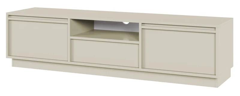 Zweitrüriger TV-Schrank Evo mit Schublade, 154 cm, Kaschmir auf Sockel