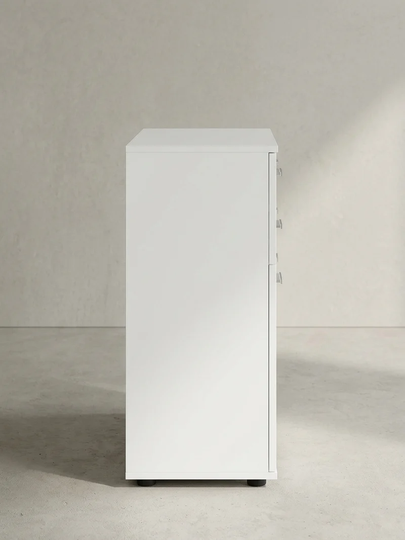 Sideboard – Weiß, 2 Türen, 2 Schubladen, kratzfest, melaminbeschichtet
