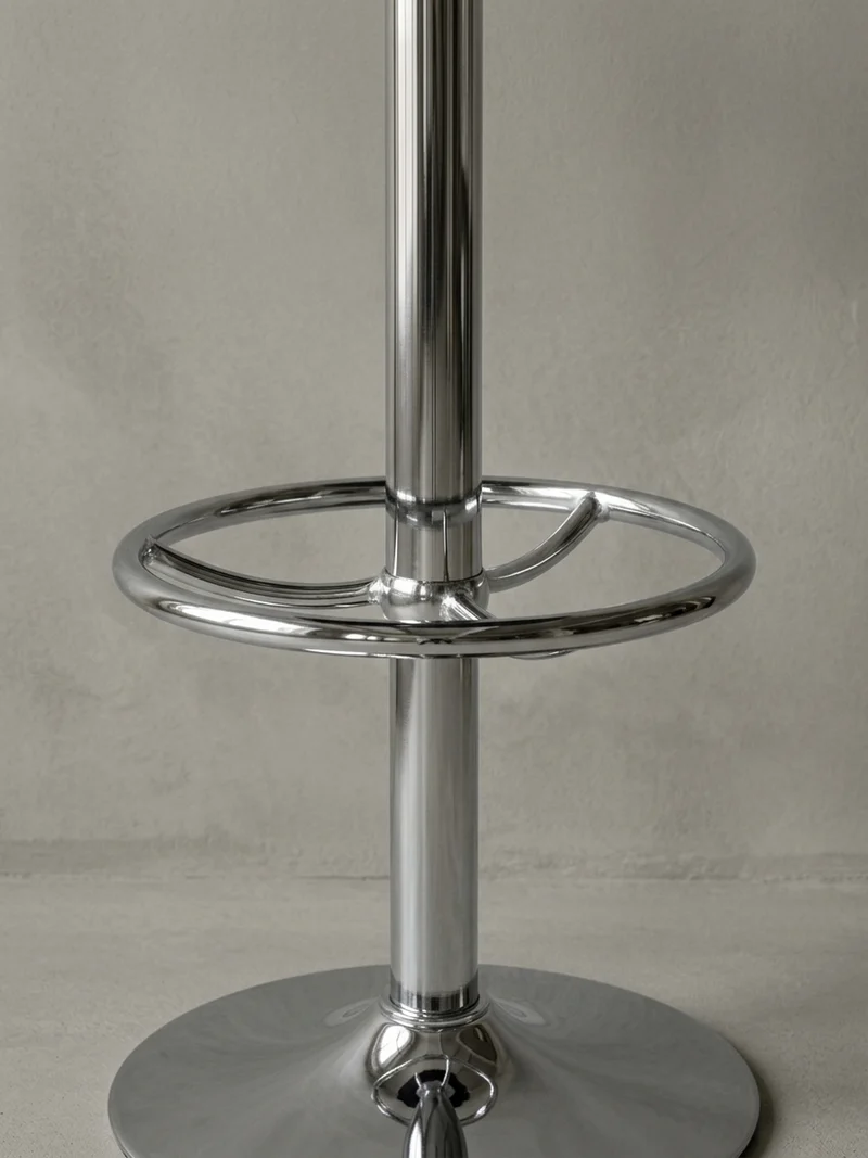 Bartisch – Retro-Stil, höhenverstellbar, Aluminiumoptik, Kunstleder
