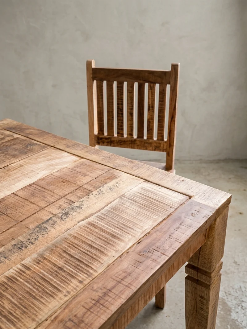 Esstisch – Mango Massivholz 120 cm Landhausstil Schnitzereien