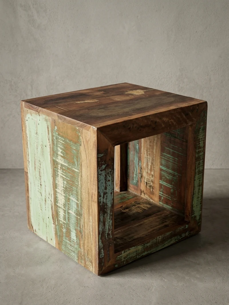 Beistelltisch – Rechteckig Mango Massivholz B×H×T 45×45×35 cm Shabby Chic