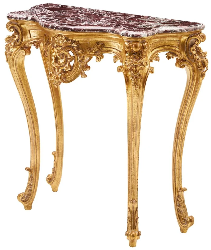 Casa Padrino Luxus Barock Konsole mit Marmorplatte Gold / Rot 93 x H. 88 cm - Barock Möbel - Made in Italy