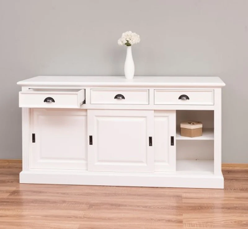 Casa Padrino Schrank im Landhausstil mit 3 Schiebetüren und 3 Schubladen, 176 x 49 x 88 cm