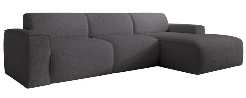 Ecksofa Bouvi L-förmig, rechtsseitig, dunkelgrauer Bouclé-Stoff