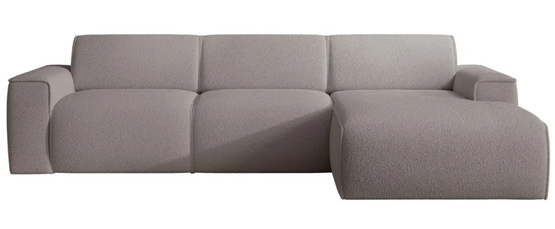 Ecksofa Bouvi L-förmig rechtsseitig, grau-braunes Bouclé