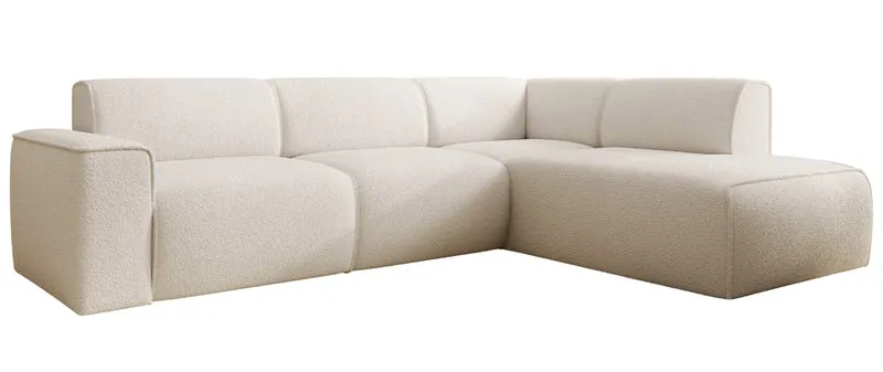Ecksofa Bouvi L-förmig mit rechter Armlehne, cremefarbenes Bouclé