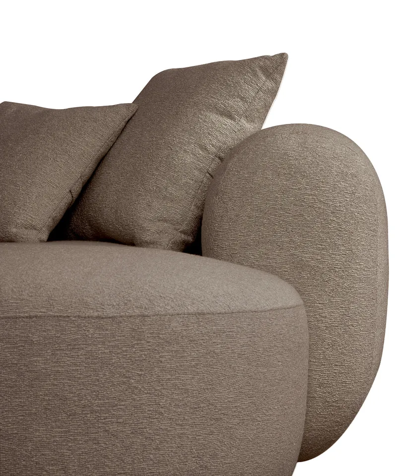 Modulare Eckcouch Baomi L-förmig mit Hocker, rechtsseitig, hellbraunes Chenille
