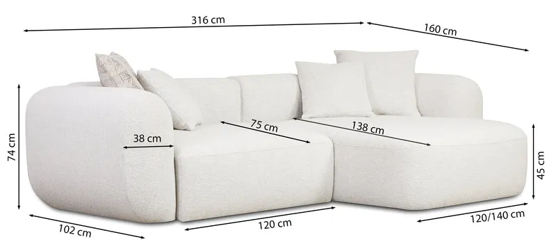 Modulares Ecksofa Baomi L-förmig mit Hocker, rechtsseitig, dunkelgrauer Chenille-Stoff