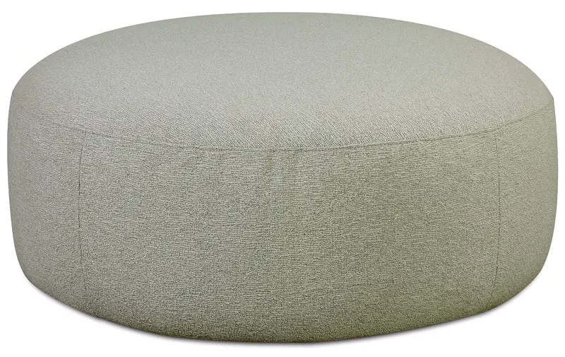 Modulares Ecksofa Baomi, L-förmig, mit Pouf, linksseitig, Salbeigrün, Chenille