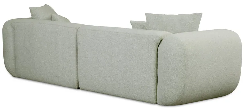Modulares Ecksofa Baomi, L-förmig, rechtsseitig, Salbeigrün, Chenille