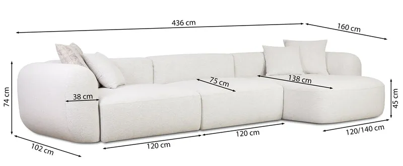 Modulares Ecksofa Baomi, groß, L-förmig, linksseitig, hellgrauer Chenille-Stoff
