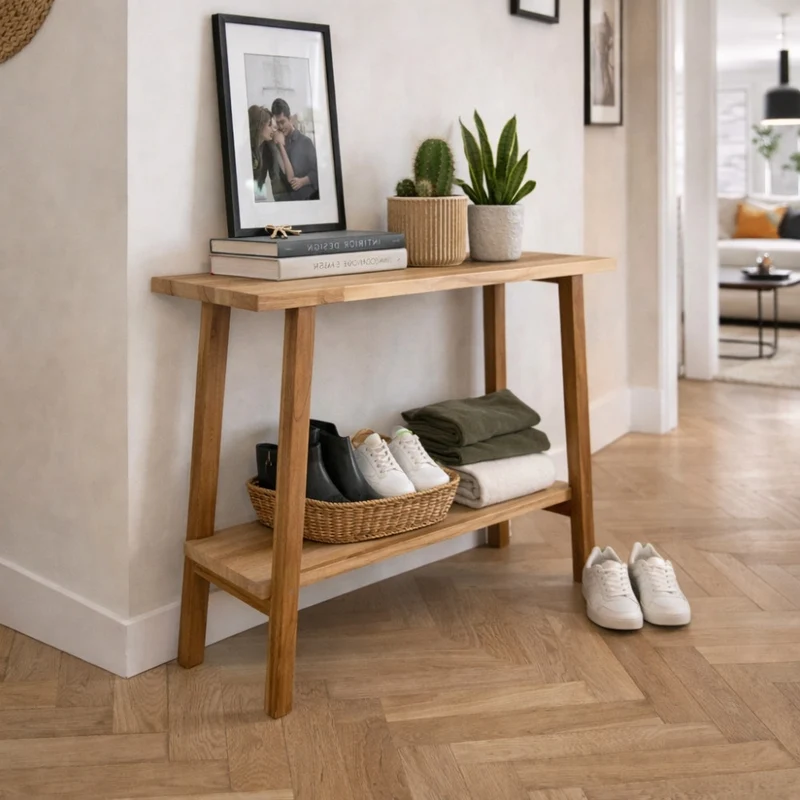 Teak Konsolentisch NIRONA-Plus 100cm recyceltes Massivholz Konsole