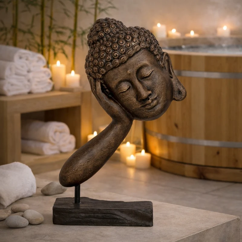 Spirituelle Buddha Statue RELAX 40cm gold-schwarz Deko Skulptur