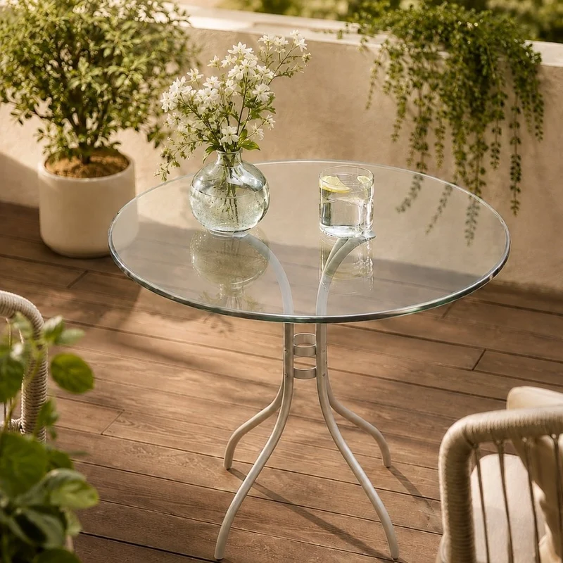 Glasplatte TERRY 70cm Rund 6mm gehärtetes Glas