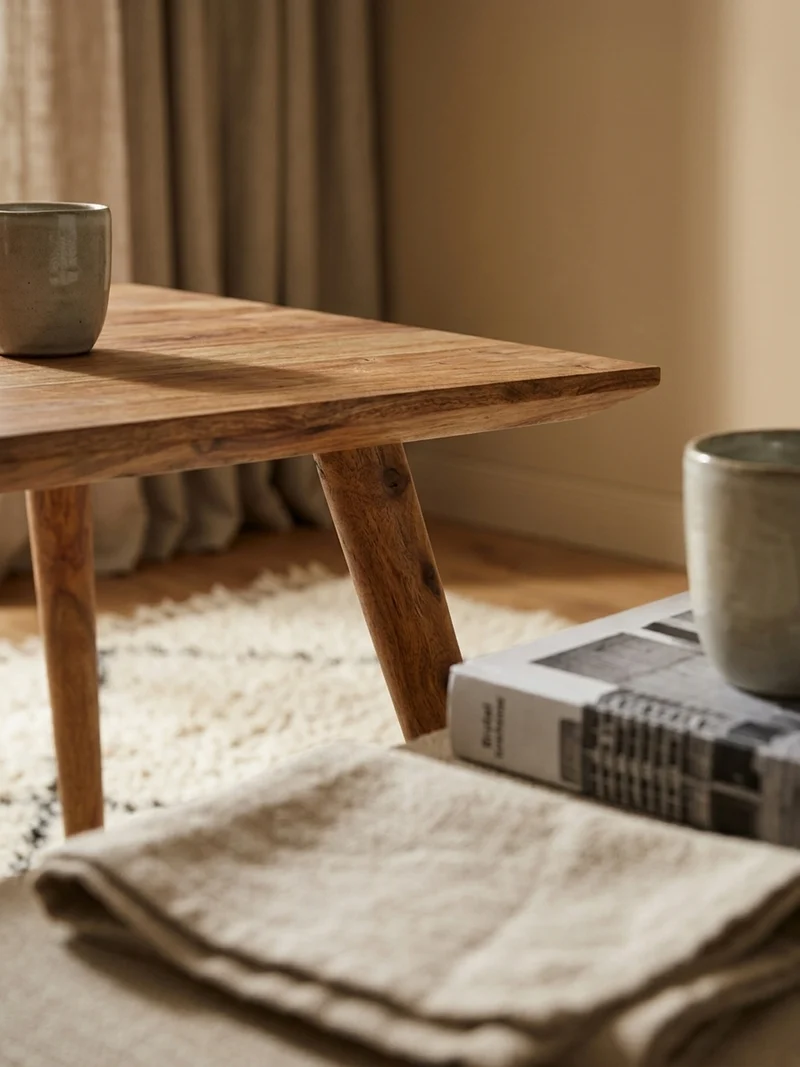 Esszimmertisch – Massivholz Braun 80x80x76 cm Retro Landhausstil