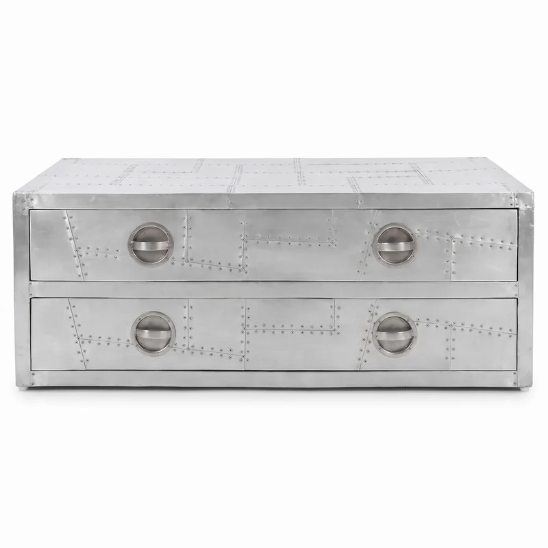 Casa Padrino Aluminium Flugzeug Flieger Couchtisch Silber 120 cm - Aluminium Flugzeug Flieger Möbel