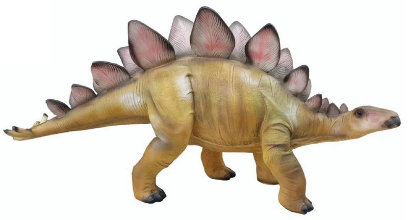 Casa Padrino XXL Deko Skulptur Dinosaurier Stegosaurus Beige / Grau 100 cm - Garten Deko Figur