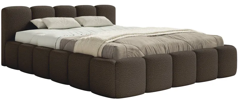 Gepolstertes Bett 120x200 cm Cloudy Low braunes Bouclé