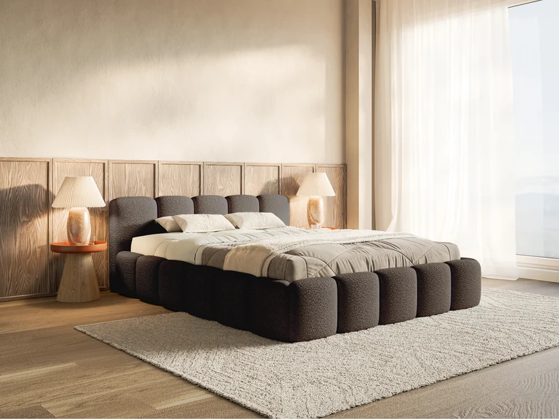 Gepolstertes Bett 120x200 cm Cloudy Low braunes Bouclé