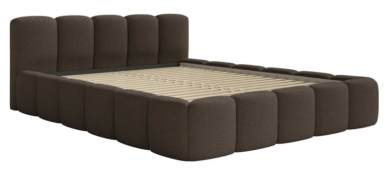 Gepolstertes Bett 120x200 cm Cloudy Low braunes Bouclé