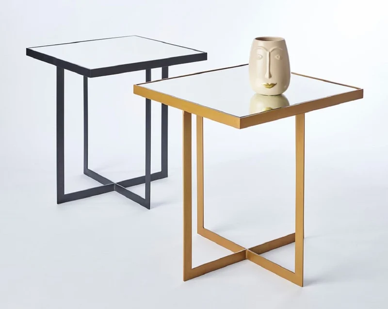 Casa Padrino Luxus Beistelltisch Bronze 51 x 51 x H. 55 cm - Metall Tisch mit Spiegelglas Tischplatte - Luxus Möbel