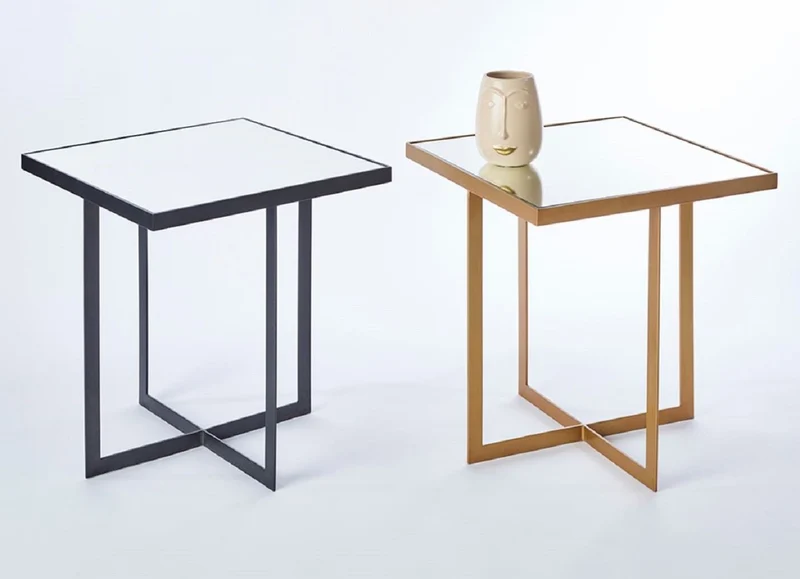 Casa Padrino Luxus Beistelltisch Bronze 51 x 51 x H. 55 cm - Metall Tisch mit Spiegelglas Tischplatte - Luxus Möbel