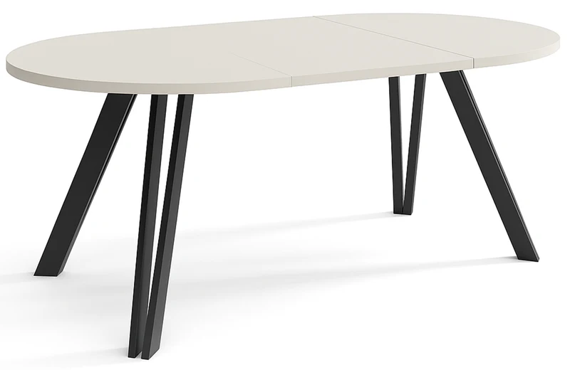 Ausziehbarer Esstisch Nuuvel 100-180x100 cm Kaschmir mit schwarzen Beinen