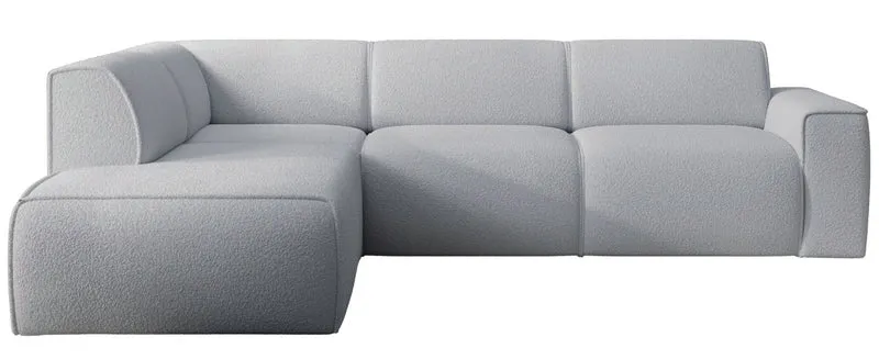 Ecksofa Bouvi L-förmig mit linker Armlehne, hellgrauer Bouclé-Stoff