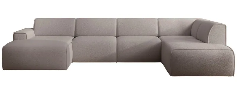 Ecksofa Bouvi U-förmig, rechtsseitig, grau-braun Bouclé