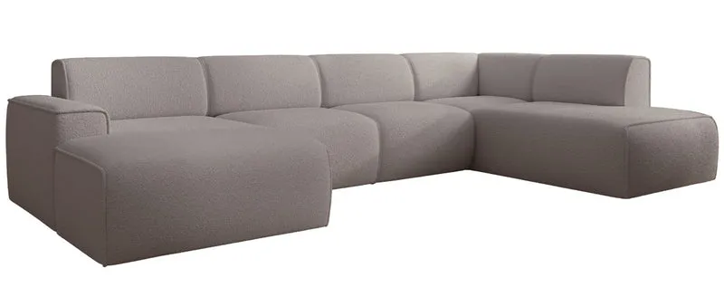 Ecksofa Bouvi U-förmig, rechtsseitig, grau-braun Bouclé